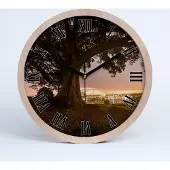 Tulup Holzuhr 25fi cm wanduhr - schwarze Spitzen - alter Baum