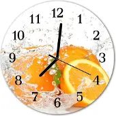 Tulup Glasuhr Wanduhr Küchenuhr Echt-Glas 30fi cm Orangen orange