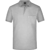 James & nicholson Klassisches Poloshirt mit Brusttasche ash, Gr. 3XL