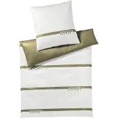 JOOP! Mako-Satin-Bettwäsche-Garnitur 4101 Logo Stripes Olive 80x80 AL