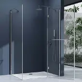 Doporro Eck-Duschkabine 80x120cm Dusche Eckdusche Duschabtrennung ESG-Sicherheitsglas Klarglas inkl. Easy-Clean-Beschichtung R04K