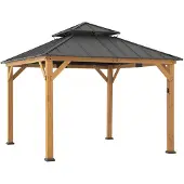 Sunjoy Zedernholz Gazebo KAPS mit Solar - 330cm x 330cm, braun