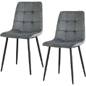 HTI 2er Set Samt Polsterstühle Mesa, Modern, mit Ziernähten, 44,5x53x86,5 cm