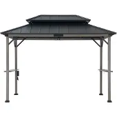 Sunjoy Zedernholz Grillpavillon Zupo - 360cm x 240cm, anthrazit