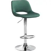 CLP Barhocker Camden Samt drehbar und höhenverstellbar grün Material Gestell Metall in Chromoptik