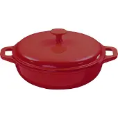 King ø30cm Eisengusstopf / Eisengrussbräter / Farbe: Dunkel-Rot / ca. 9cm hoch
