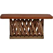 MiaMöbel Couchtisch Equipales 100x60 cm Landhausstil Massivholz Schweinsleder Zedernholz Tabak
