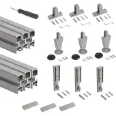 Emuca Satz von 3 Zero Rahmen mit Beschlägen und Profilen für Boden- und Wandmontage mit Nivellierer, Aluminium und Zamak, Steingrau