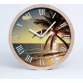 Tulup Holzuhr 20fi cm wanduhr - weiße Spitzen - tropischer Strand