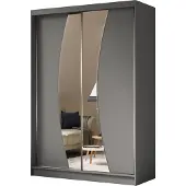 Masseno Schiebetürenschrank VOCE 150 cm Kleiderschrank Schlafzimmer Schrank 2-türig mit Spiegel Grau