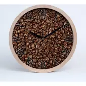 Tulup Holzuhr 25fi cm wanduhr - schwarze Spitzen - Kaffeebohnen