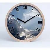 Tulup Holzuhr 20fi cm wanduhr - schwarze Spitzen - Wolken im Himmel