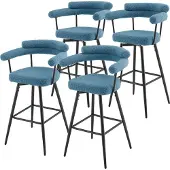 ML-Design BARHOCKER 4er Set drehbar Blau mit Teddy-Stoff 76 cm hoch