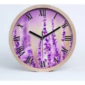 Tulup Holzuhr 25fi cm wanduhr - schwarze Spitzen - Lavendel