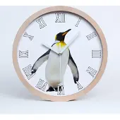 Tulup Holzuhr 30fi cm wanduhr - weiße Spitzen - Pinguin