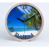 Tulup Holzuhr 20fi cm wanduhr - schwarze Spitzen - tropischer Strand