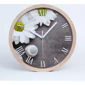 Tulup Holzuhr 20fi cm wanduhr - weiße Spitzen - Gerbera