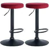 CLP 2er Set Barhocker Ponte Samt höhenverstellbar und drehbar rot Material Gestell Metall matt schwarz