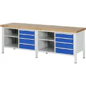 RAU Werkbank höhenverstellbar 8463A2, B2500xT700xH840-1040mm, 8x Schublade-TA