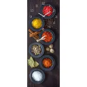 Levandeo Wanduhr Glas 20x60cm Glasuhr Uhr Glasbild Gewürze Küche Wanddeko