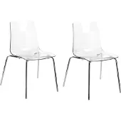 Beliani 2-teiliges Set Esszimmerstühle, transparenter Kunststoffsitz, Metallbeine, Rückenlehne, modernes Design