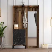 Skye Decor , Berlin BC - Walnut, Black Marble, Hallenstand, Nussbaum, 100 % MELAMINBESCHICHTETE SPANPLATTEN, 120 x 35 x 200 cm