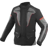 Bogotto Shado Laminierte 2in1 wasserdichte Motorrad Textiljacke, schwarz/grau/rot, 2XL
