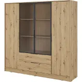 Masseno Drehtürenschrank CATERINA 206 cm Kleiderschrank Schlafzimmer Schrank 4-türig Eiche Artisan
