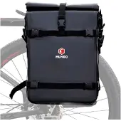 Mundo Fahrradtasche Gepäckträger 28L – Wasserdicht, PVC, Große Fahrradtasche mit Schultergurt, Schwarz