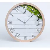Tulup Holzuhr 30fi cm wanduhr - weiße Spitzen - Bambus