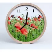Tulup Holzuhr 30fi cm wanduhr - Mohnblumen