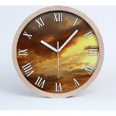 Tulup Holzuhr 30fi cm wanduhr - weiße Spitzen - Sonnenaufgang