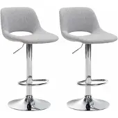 CLP 2er Set Barhocker Camden Stoff drehbar und höhenverstellbar hellgrau Material Gestell Metall in Chromoptik