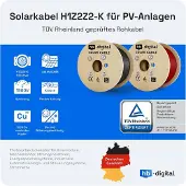 HB-DIGITAL 2x 30m Solar Verlängerungskabel 4mm² für PV Anlagen mit 1500V Solarstecker schwarz und rot