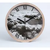 Tulup Holzuhr 25fi cm wanduhr - schwarze Spitzen - Luft Wolken
