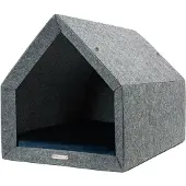 Rexproduct - PetHome 2.0 Hundehütte mit Liegefläche und Dach Biss- und Kratzfest Gute Schalldämmung Umweltfreundlich Größe L Hellgrau und Dunkelblau