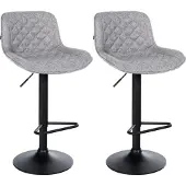 CLP Barhocker 2er Set, Barstuhl Kasson höhenverstellbar drehbar mit Rückenlehne | Farbe grau Material Stoff