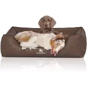 Knuffelwuff Hundebett Henderson aus marmoriertem Kunstleder XL 105 x 75cm Braun