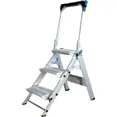Iller-Leiter Iller Sicherheitstreppe Stufentritt klappbar mit 3 stabilen Aluminium Stufen mit Bügel