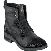 Mustang Damen Boot Stiefelette Prägemuster 7-Loch-Schnürung 1293-501, Größe:37 EU, Farbe:Schwarz