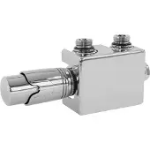 LuxeBath Ventil-Armaturen Set Multiblock, Chrome, Universal Eck- und Durchgangsform inkl. Thermostatkopf mit Mittelanschluss