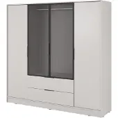 Masseno Drehtürenschrank CATERINA 206 cm Kleiderschrank Schlafzimmer Schrank 4-türig Kaschmir