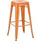 CLP Barhocker Joshua aus Metall mit Fußstütze | Farbe orange