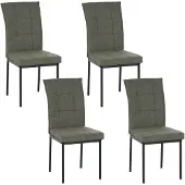 HTI Matthew Stuhl Grün 4er Set, 44x96x61 cm (BxHxT), Sitzhöhe 48 cm, hohe Rückenlehne, pulverbeschichtete Metallbeine, Karosteppung