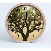 Tulup Holzuhr 20fi cm wanduhr - Baum Blumen