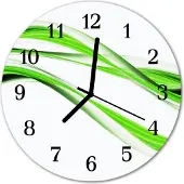 Tulup Glasuhr Wanduhr Küchenuhr Echt-Glas 30fi cm Abstrakte Linien grün