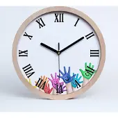 Tulup Holzuhr 25fi cm wanduhr - schwarze Spitzen - bemalte Hände
