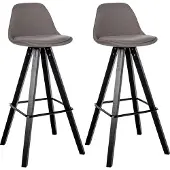 CLP 2er Set Barhocker modern Corbin Square | Farbe taupe Gestell Farbe schwarz