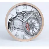 Tulup Holzuhr 20fi cm wanduhr - weiße Spitzen - Auto Gitter