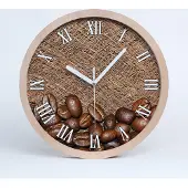 Tulup Holzuhr 25fi cm wanduhr - weiße Spitzen - Kaffeebohnen